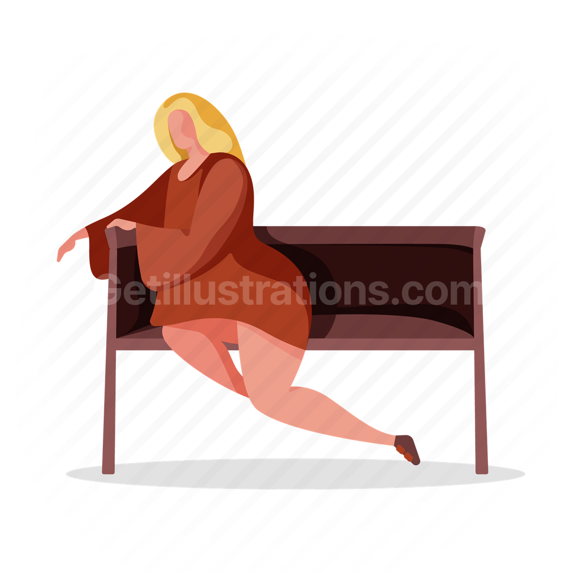 woman, pose, couch, seat